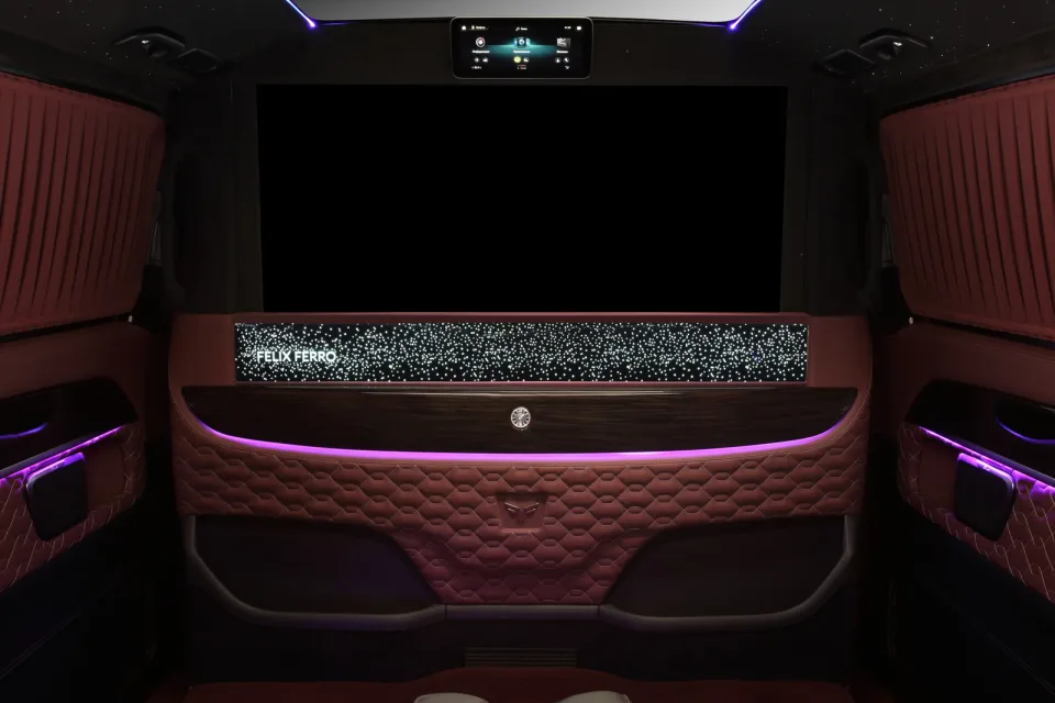 Open bar compartment beneath the screen